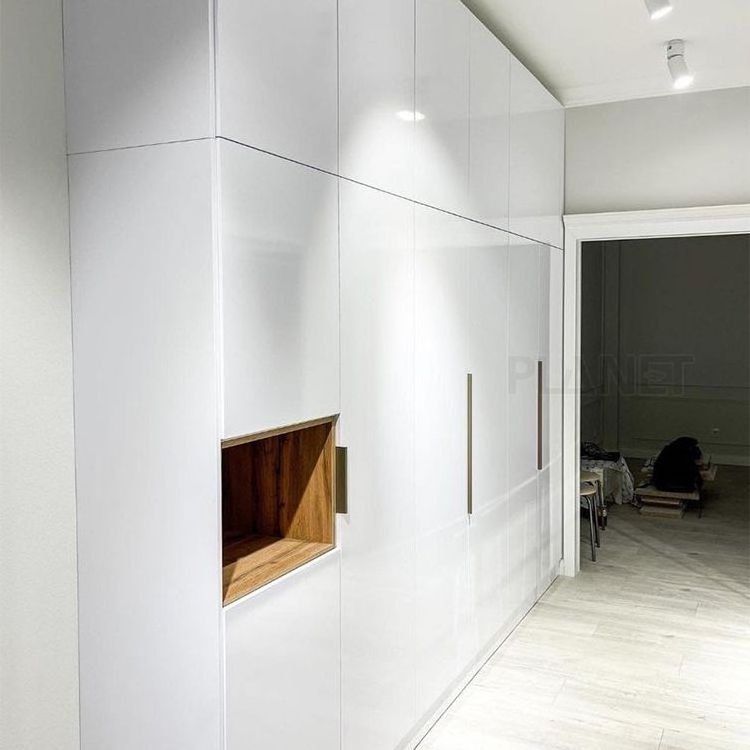 Planet cloth storage 6 door pvc plastic white wall mounted led wardrobe designs for the bedroom