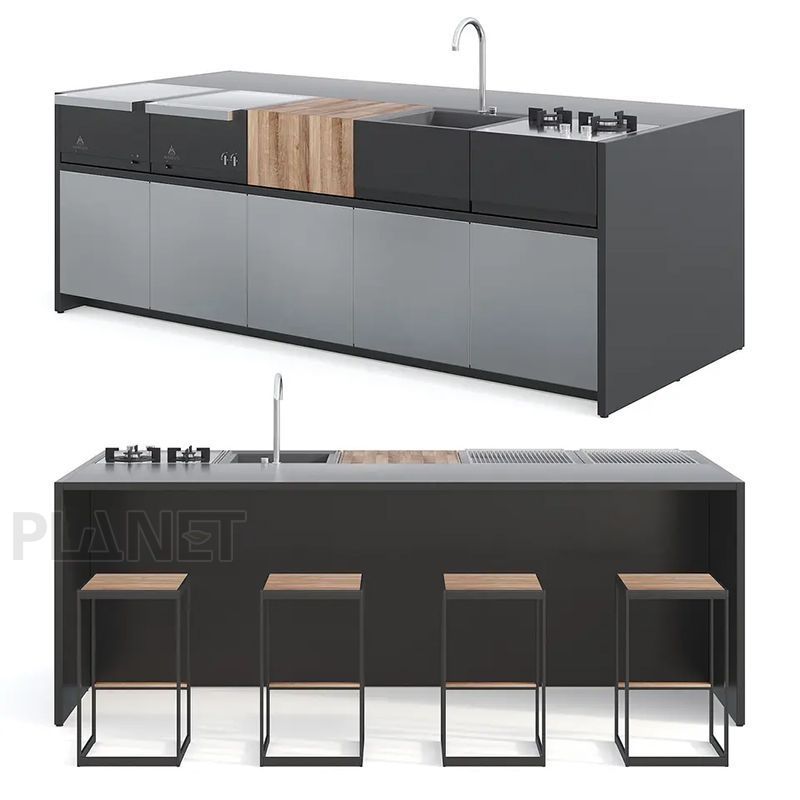 Planet industrial outdoor kitchen with sink and grill aluminum kitchen cabinet