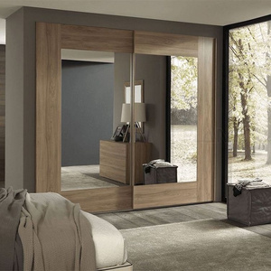 Planet teak wood 2 door hotel wardrobe cabinet closet designs with mirror