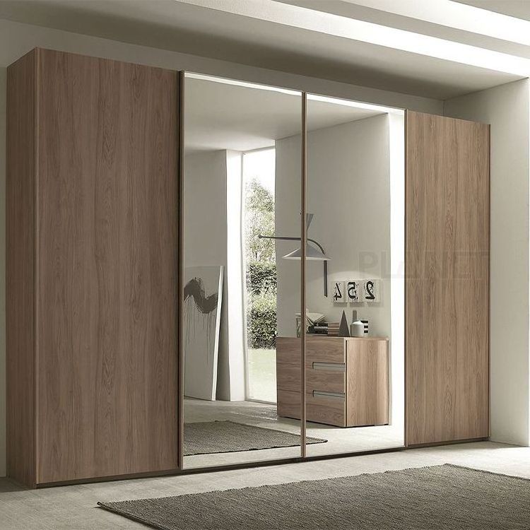 Planet teak wood 2 door hotel wardrobe cabinet closet designs with mirror