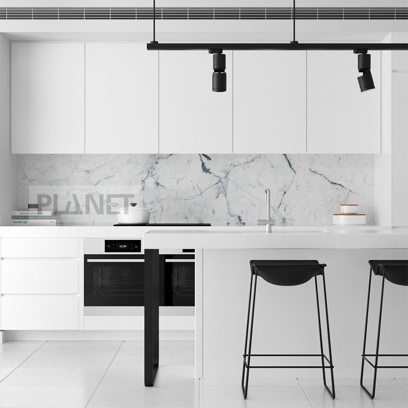 European simple design white matte panel large storage space island design customized RTA cupboard kitchen cabinets