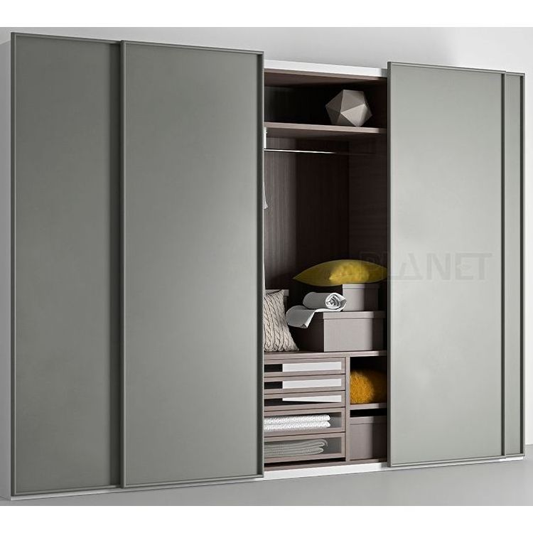 Planet wooden closet movable cloth fitting sliding door wardrobe cabinet bed design