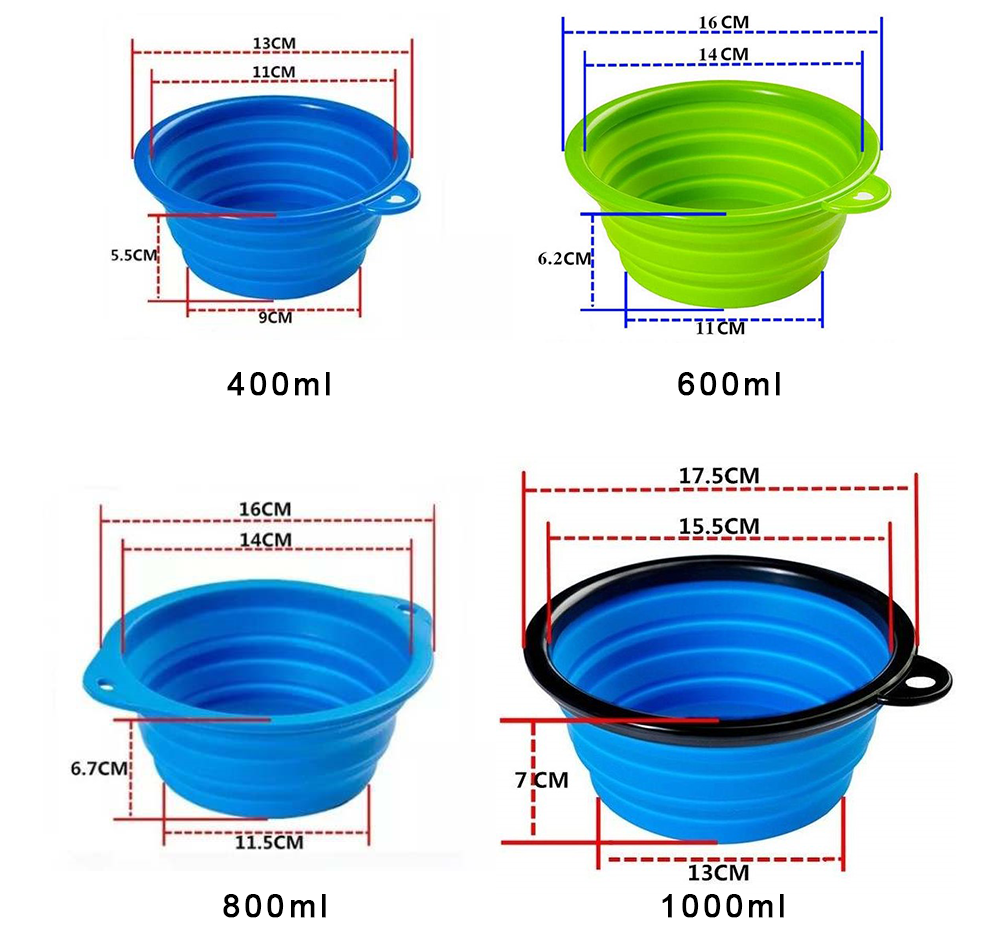 Manufacture customize logo portable foldable dog bowl food water feeding silicone TPE collapsible pet bowl