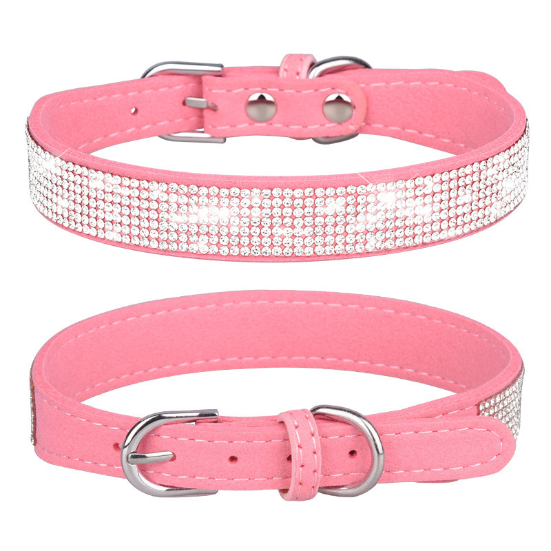 Shining Diamond Rhinestone Puppy Baby Dog Cat Collar Leather Strap for Kitten Accessories