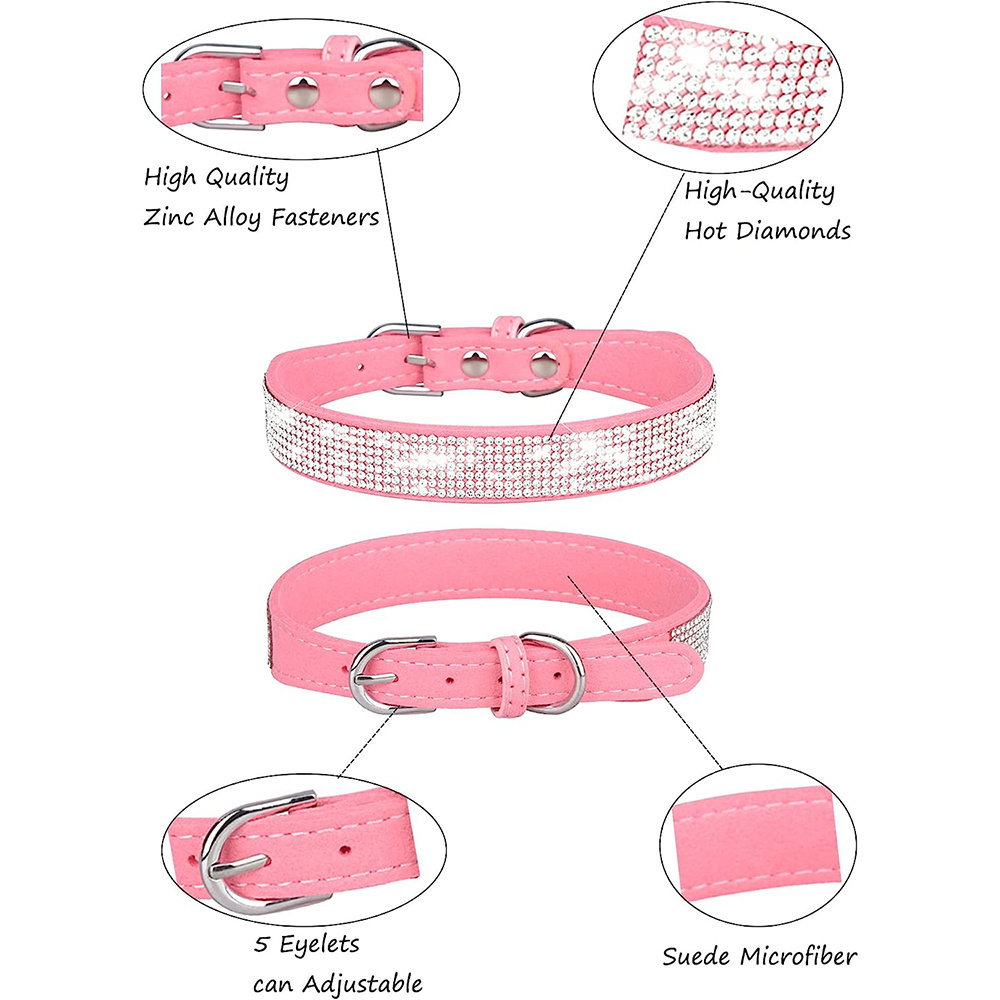 Shining Diamond Rhinestone Puppy Baby Dog Cat Collar Leather Strap for Kitten Accessories