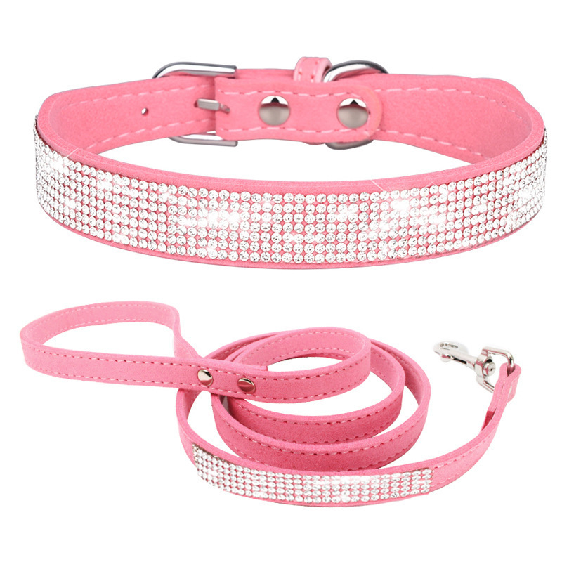 Shining Diamond Rhinestone Puppy Baby Dog Cat Collar Leather Strap for Kitten Accessories