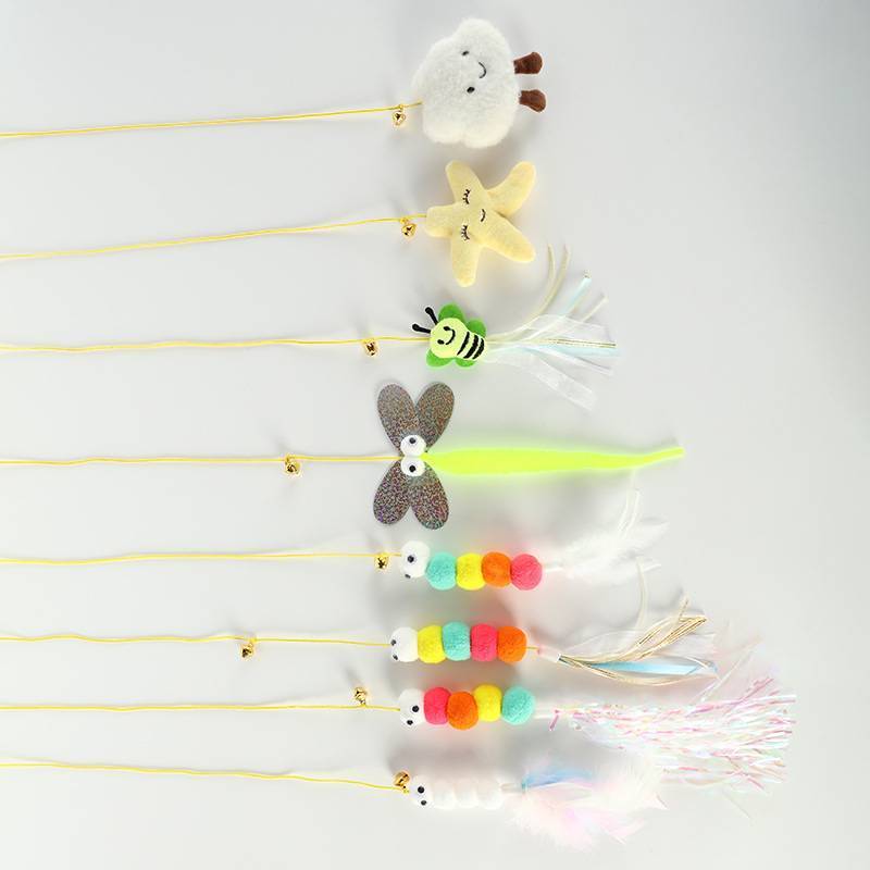 Swing sticky Adjustable Amusing Cat Toy long rope teasing cat toy Teaser Cat Toy With Bell Feather