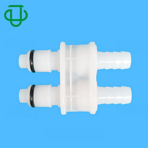 POM Dual Port Adapter 5/16" Twins Hose Barb Valved Male Quick Connector Quick Disconnect Dual Flow Coupling