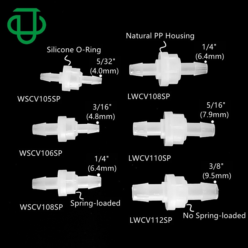 JU Air Liquid Safety Pressure Relief Valve Plastic Small Low Pressure One Way Non Return Spring Check Valve