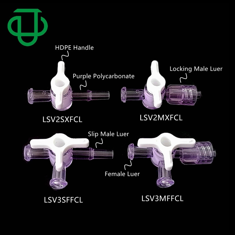 JU Small One Way Stopcock Luer Valve Plastic Three Ways Flow Control Luer Stopcock Valve