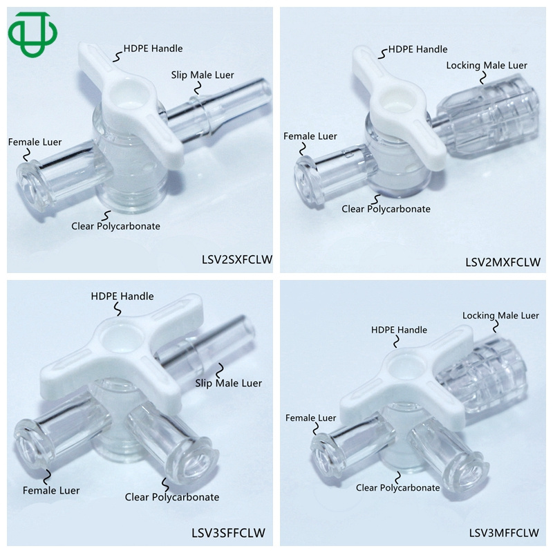 JU Small One Way Stopcock Luer Valve Plastic Three Ways Flow Control Luer Stopcock Valve