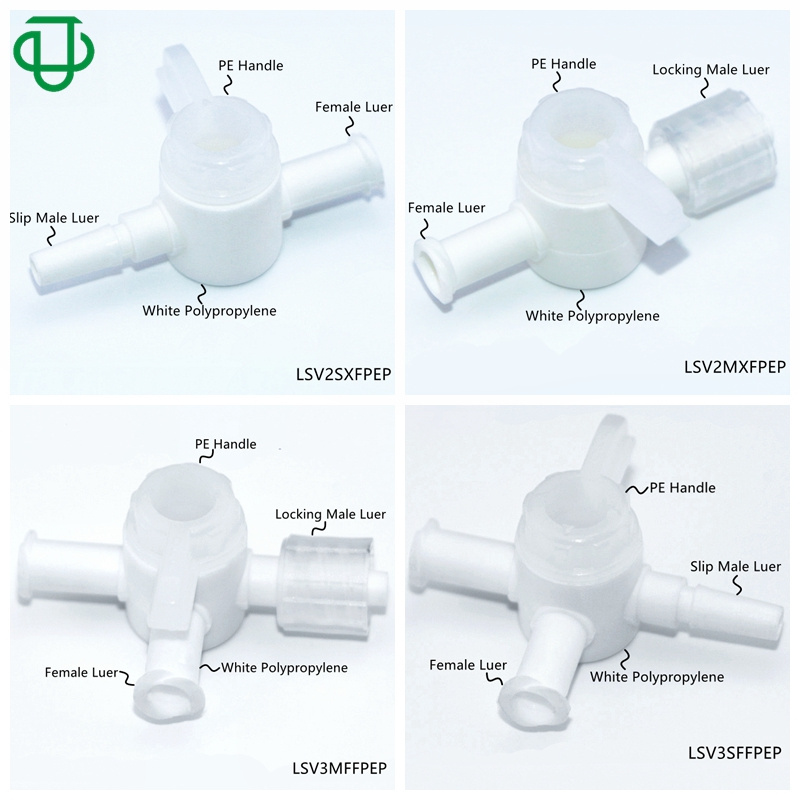 JU Small One Way Stopcock Luer Valve Plastic Three Ways Flow Control Luer Stopcock Valve