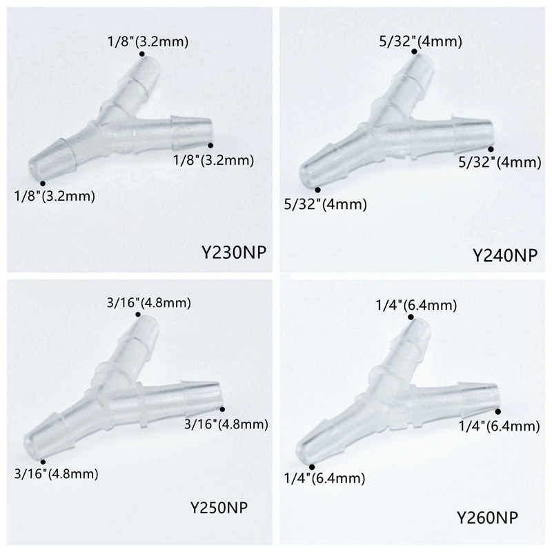 JU Medical 1.6mm to 12.7mm Y-shaped Plastic Wye Air Water Hose 3 Ways Y Connector