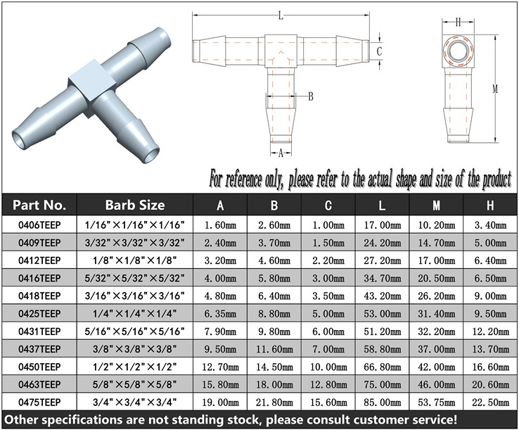 Plastic Hose Barbed Tee T Joint Pipe Tube Pipe Fittings