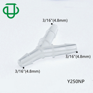 JU Small 3/16" 4.8mm Barbed Y Branch 3 Ways Wye Tube Connector Plastic Air Hose Barb Pipe Fitting