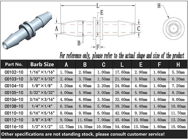 JU Medical Device Plastic Barbed PP Straight Reducing Elbow Hose Tubing Fitting Tube Connector