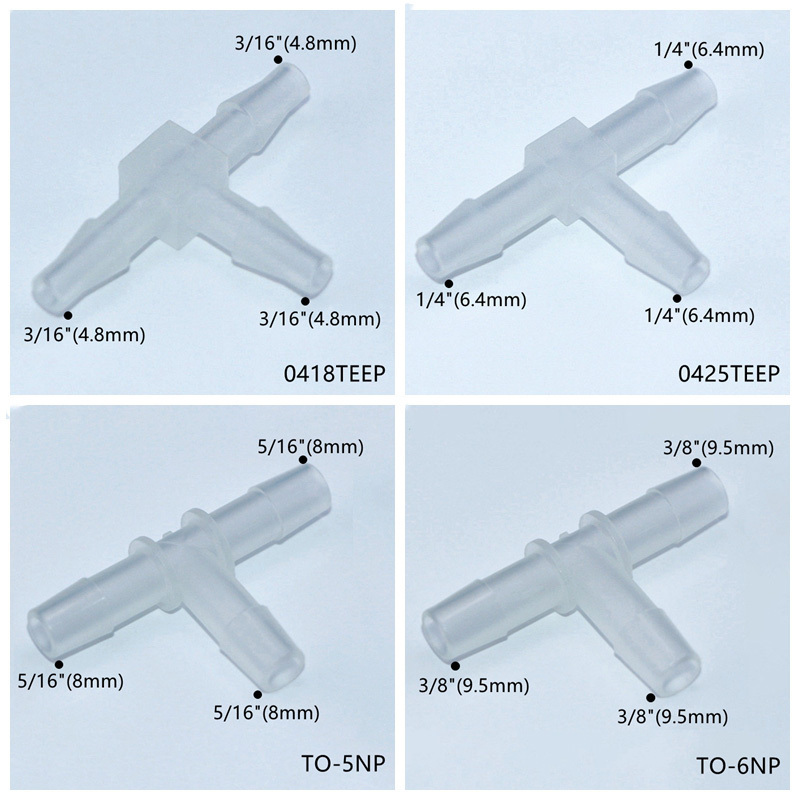 Medical 3 Ways Tee Equal Reducing Hose Barb Tail Connector Plastic T Shape Pipe Joint Barbed Tube Fitting