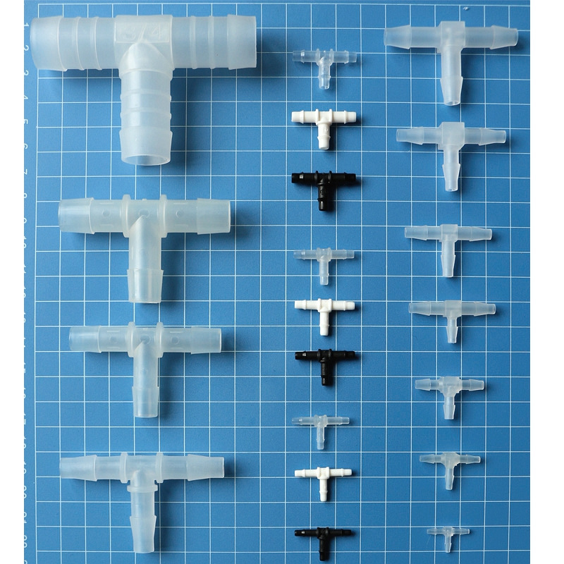 Medical 3 Ways Tee Equal Reducing Hose Barb Tail Connector Plastic T Shape Pipe Joint Barbed Tube Fitting