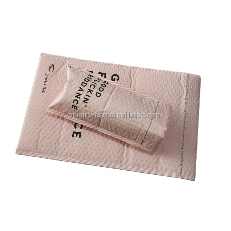 Customized Logo Polythene Pink Bubble Mailer Envelopes Poly Enclosed Bubble Bags Padded Mailer Shipping Envelopes