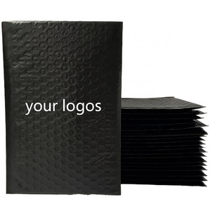 Poly Bubble Bag Custom Logo Printed Packing Mailing Shipping Bubble Envelope Padded Warp Recycled Black Courier Bags