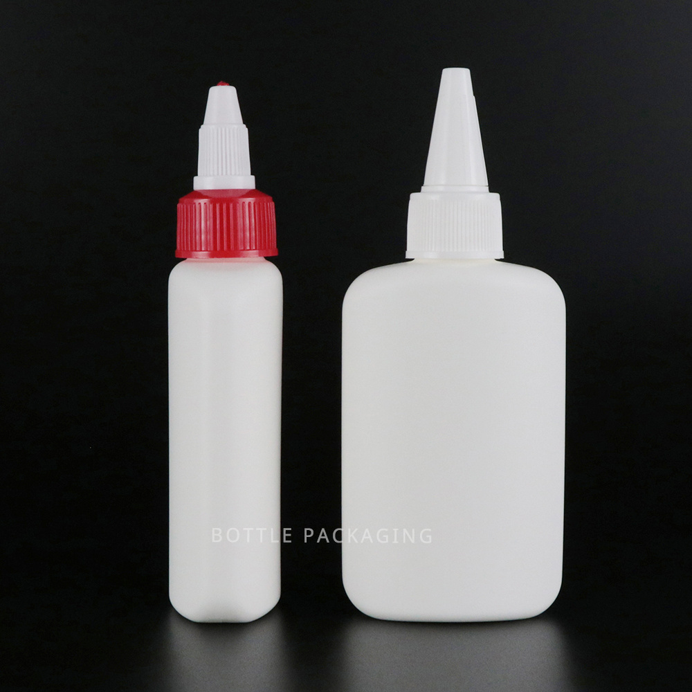 Wholesale Empty Small HDPE Flat Chemical Liquid 60ml Plastic School Super Glue Bottles