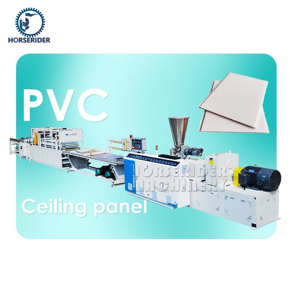 Made in China HorseRider Conical Twin Screw Extruder of PVC Panel Forming Machine Roof Ceiling Panel  Making Machine