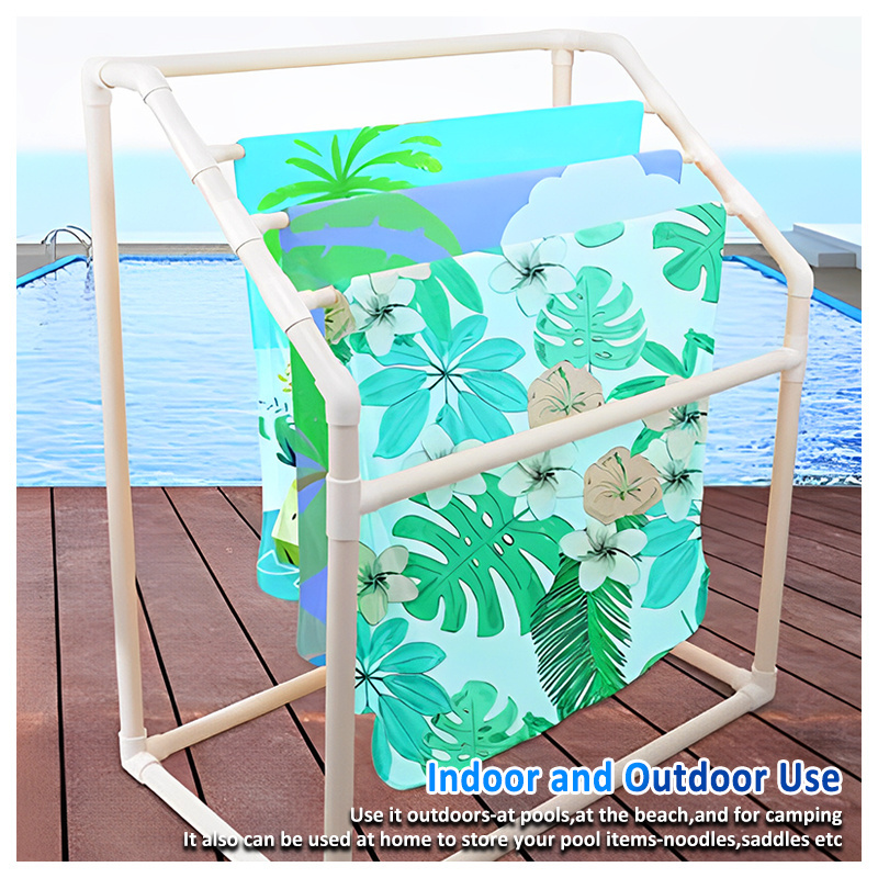 Towel rack standing Vertical Poolside Pipe drying Towel Rack PVC Outdoor Swimming Pool Beach Towel Racks