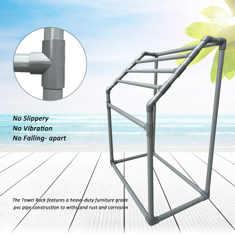 Towel rack standing Vertical Poolside Pipe drying Towel Rack PVC Outdoor Swimming Pool Beach Towel Racks