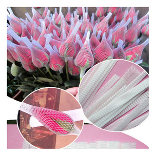 High quality wholesale cheap plastic EPE durable tubular transparent flowers mesh bag bud protection sleeves packing rose net