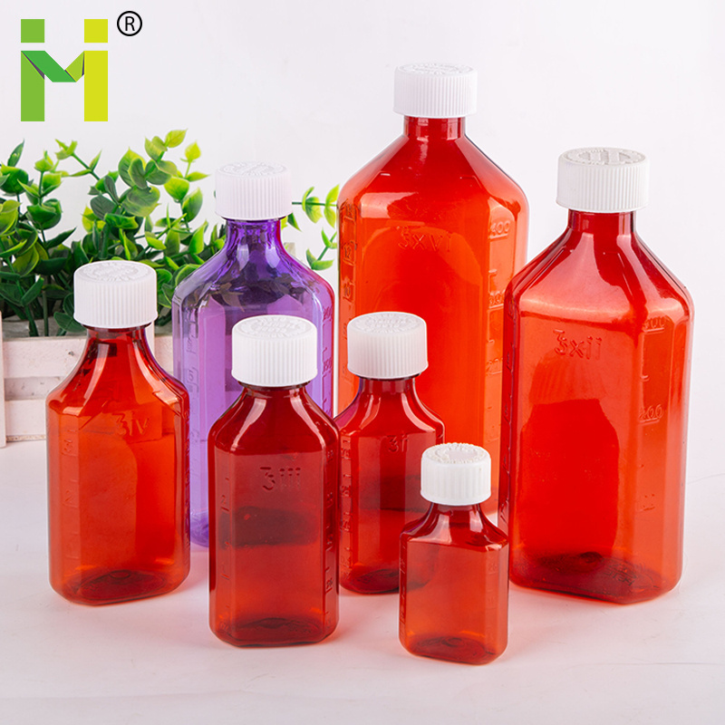 4oz  rx bottle PET amber container cough syrup bottle medicine liquid oral  plastic bottles for capsules