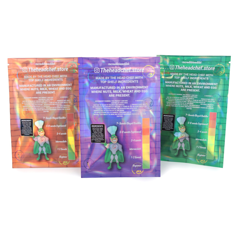 Custom Printed 3.5g 7g 14g Resealable Child Proof Smell Proof Edible Candy Gummy Aluminum Foil Ziplock Stand Up Pouch Mylar Bag