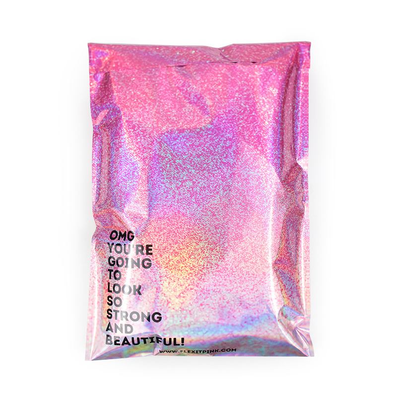 Custom Poly Mailing Bag Shipping Bags Rainbow Glitter Envelopes metallic aluminum foil holographic poly mailers