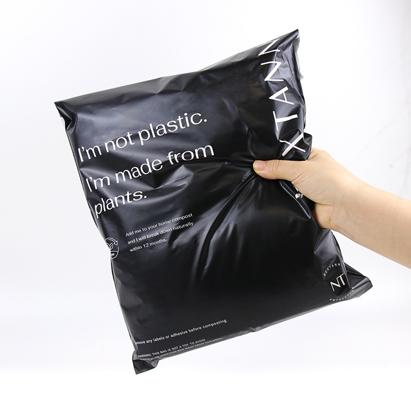 Custom Biodegradable Poly Mailer Bag Matte Black Eco-friendly Garment Bags Biodegradable Plastic Mailer Bag