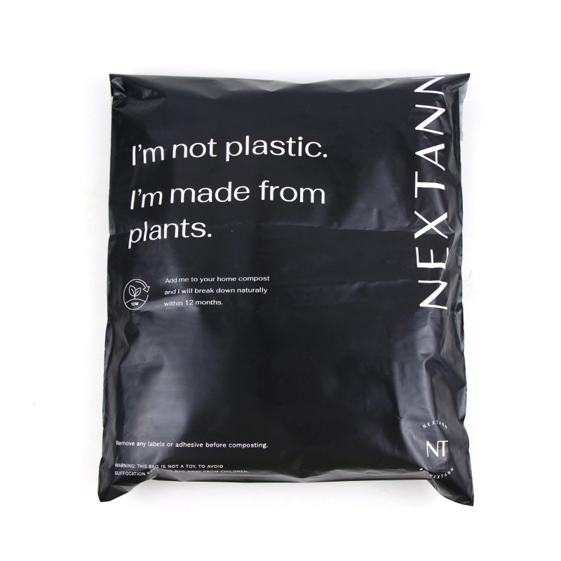 Custom Biodegradable Poly Mailer Bag Matte Black Eco-friendly Garment Bags Biodegradable Plastic Mailer Bag