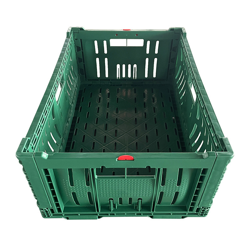 Recyclable high-quality plastic folding with lid Vented Foldable Crate for Home furnishings Storage