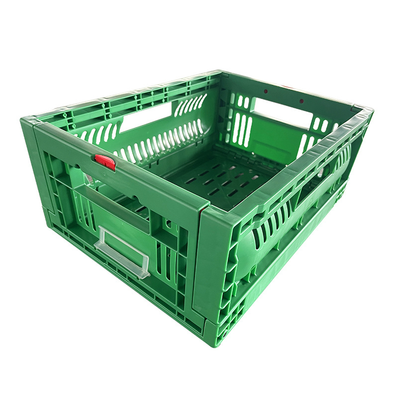 Recyclable high-quality plastic folding with lid Vented Foldable Crate for Home furnishings Storage