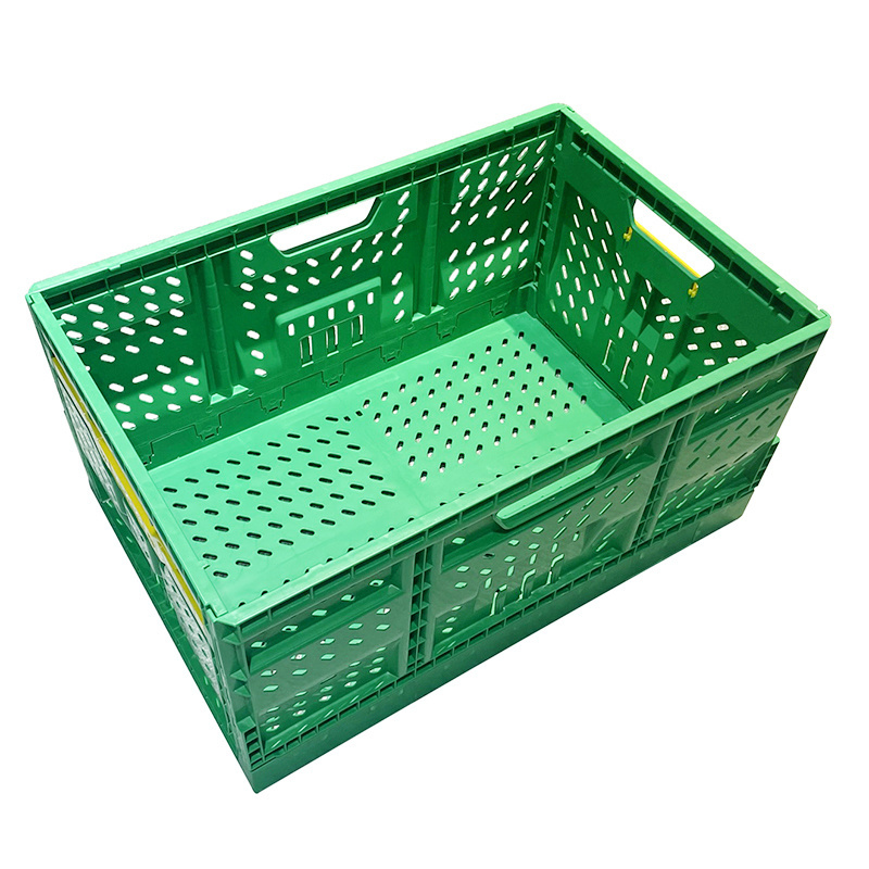 pink folding crate storage box trolley collapsible folding Vented Foldable Crate for food grade plastic storage