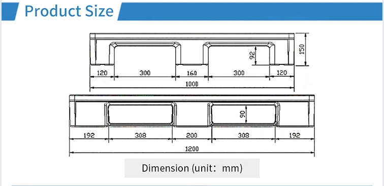 1200x1000 mm stackable flat top anti slip large food grade Blow Molded With Heat And Cold Resistant plastic pallet for sale