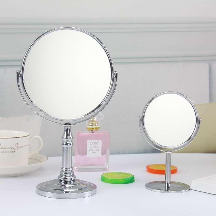 Silver round Double-Sided Magnifying Makeup Vanity Mirror Personalized Features Stylish Desktop Cosmetic Mirror