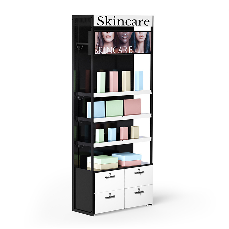 Professional Customized Acrylic Lipstick Makeup Display Stand Floor Cosmetics Display Racks Beauty Product Metal Display Cabinet