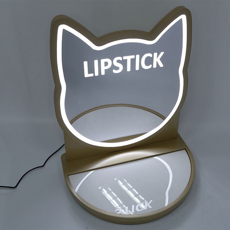 Custom  Cosmetic Acrylic Cylinder Display Stand Lipstick LED Display Lip Gloss Holder With Glass