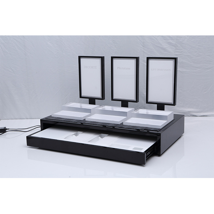 Professional Retail Counter  Acrylic Cylinder Cosmetic Makeup Products Display Stand Racks