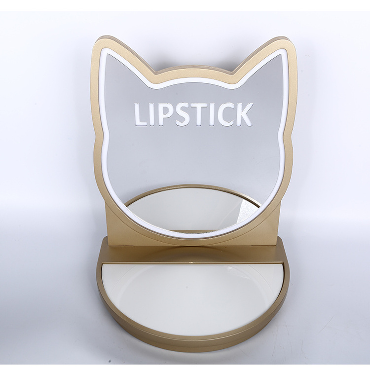 Custom  Cosmetic Acrylic Cylinder Display Stand Lipstick LED Display Lip Gloss Holder With Glass