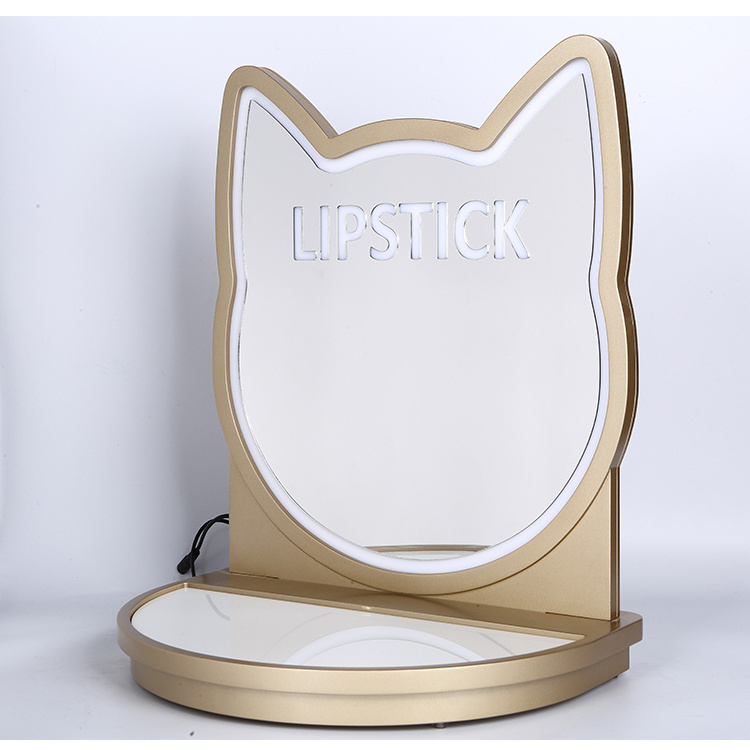 Custom  Cosmetic Acrylic Cylinder Display Stand Lipstick LED Display Lip Gloss Holder With Glass