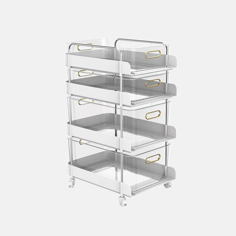 Small Multi-Layer Light Luxury Style Storage Rack with Drawer Storage Box Kitchen and Bathroom Floor Storage Cart