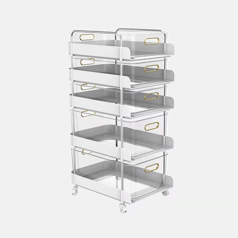 Small Multi-Layer Light Luxury Style Storage Rack with Drawer Storage Box Kitchen and Bathroom Floor Storage Cart