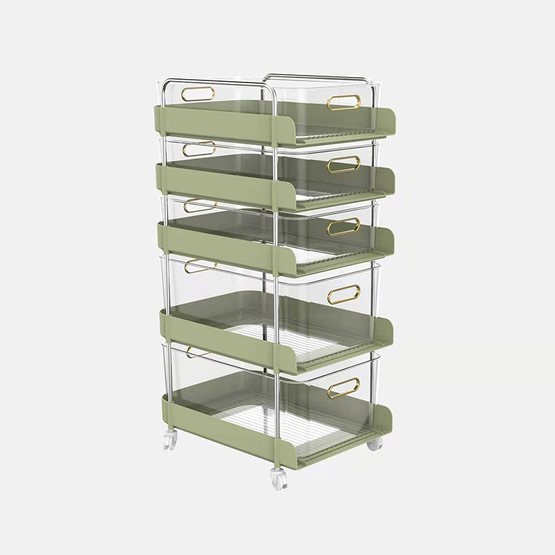 Small Multi-Layer Light Luxury Style Storage Rack with Drawer Storage Box Kitchen and Bathroom Floor Storage Cart