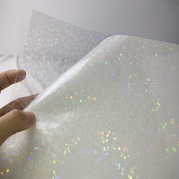 Clear Self Adhesive Waterproof BOPP Holographic Film Overlay Cold Lamination Film A4 Sheet Transparent Holographic Lamination