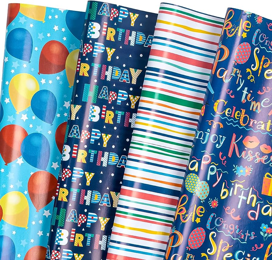 Customized  Printed Logo Gift Cartoon Wrapping Paper Kids Birthday Christmas Wrapping Paper Roll