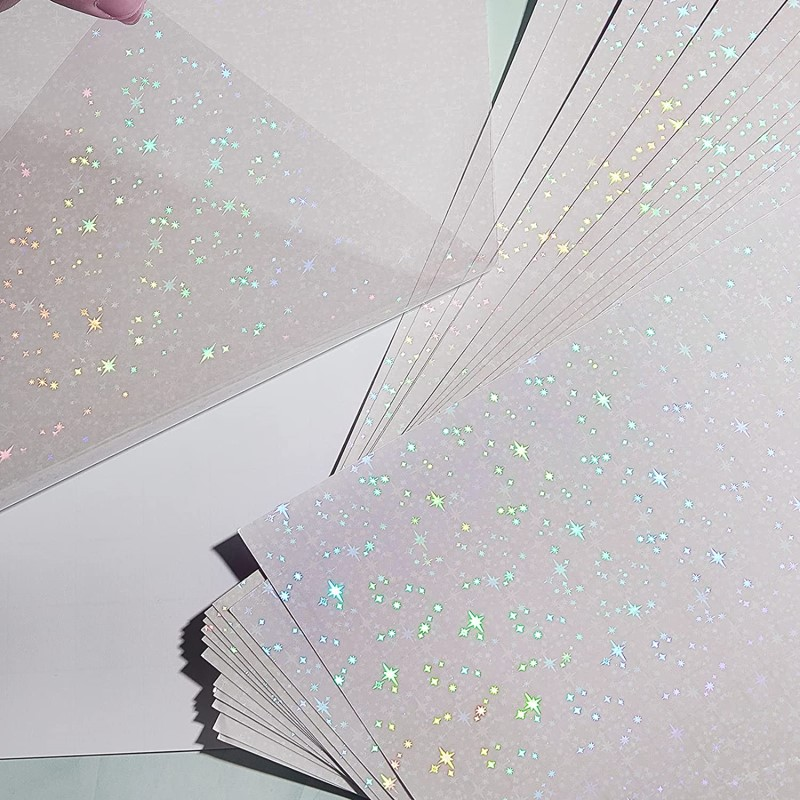 Clear Self Adhesive Waterproof BOPP Holographic Film Overlay Cold Lamination Film A4 Sheet Transparent Holographic Lamination